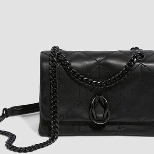 💎 🆕 DROP Small Black Shoulder Bag 100% Leather NWT 💎🦋💧